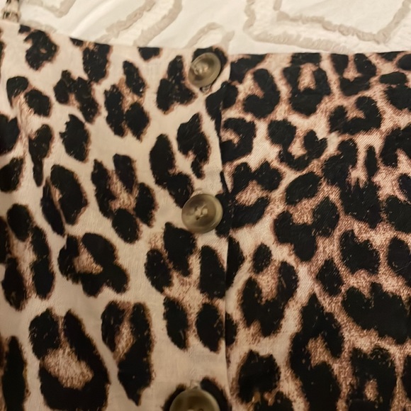 H&M Linen blend LEOPARD animal print dress sundress button - Picture 4 of 9